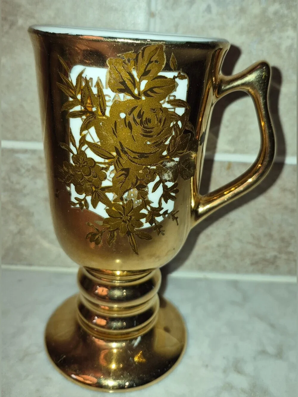 Vintage Hall China mug in the Golden Glo pattern
